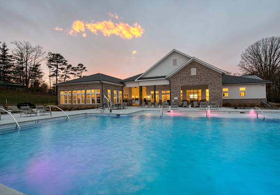 the swimming pool at the residence at dusk at Retreat at Arden Farms, North Carolina