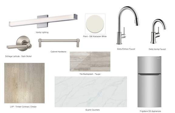 A collection of interior design elements from Vista Ridge.