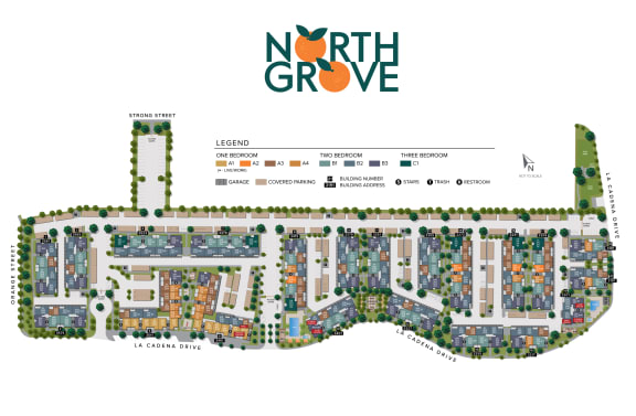 Site Plan at North Grove Apartments, Riverside, 92501