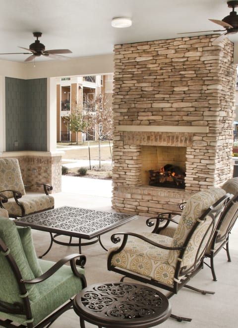 Outdoor Fireplace Lounge at Mariposa at Bay Colony, Texas, 77539