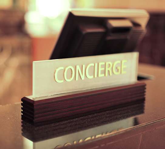 a stack of books with the word concierge on them