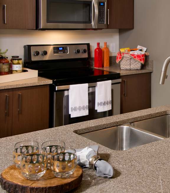 Kitchen sink at Infinity Apartments in Seattle WA