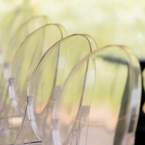 a row of wine glasses sitting on a table at The Villa at River Pointe, Maumelle, AR 72213