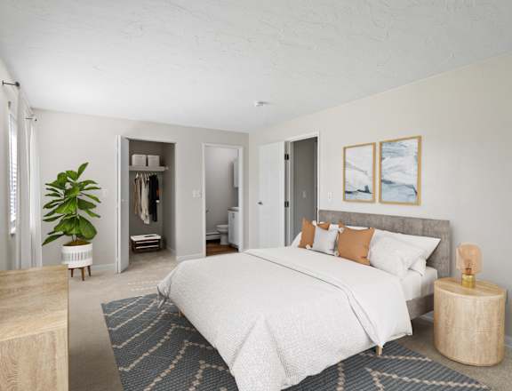 Bedroom flooded with natural light at Rosemont Square in Randolph, MA 02368