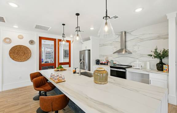 Kitchen Counter with Bar stools at Harrisburg Lofts, Houston, TX, 77003