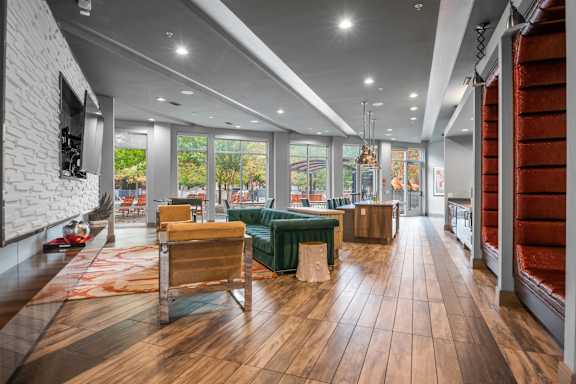 Resident lounge at South Side Flats in Dallas TX