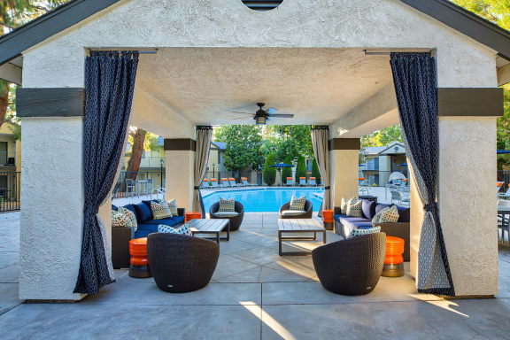 the pool area at the preserve apartments at Mountain Vista, Victorville, 92395