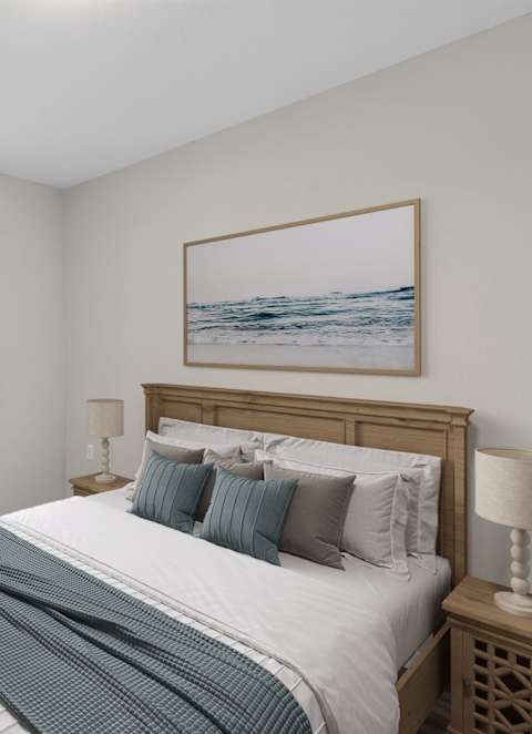 a dog and a cat are sleeping on a bed at The Stillwaters 62+ Apartment Homes, Apopka, FL, 32712