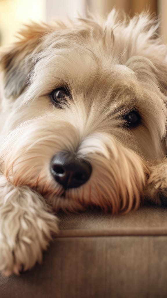 Dog on couch at Oakwood Manor in Bay Shore, NY 11706