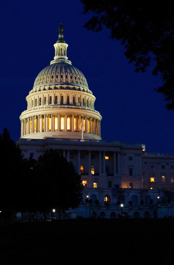 the capitol building at night