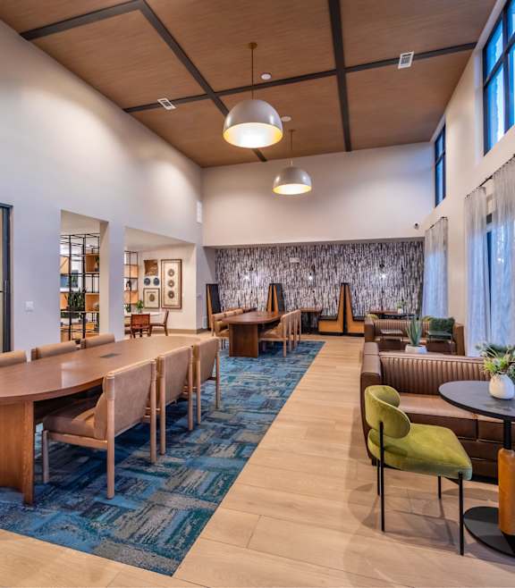 Large leasing lobby at Cala Apartments in Austin TX