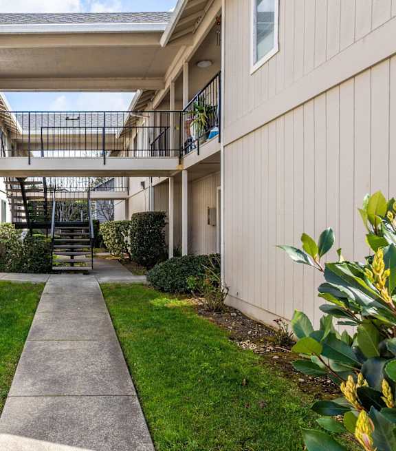 apartment stairways and grass