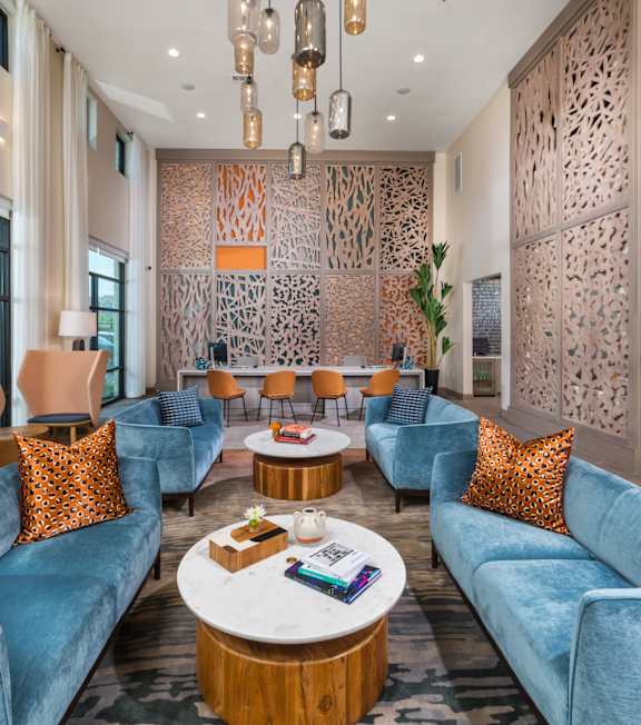 Community seating at 1900 Parmer Apartments in Austin TX