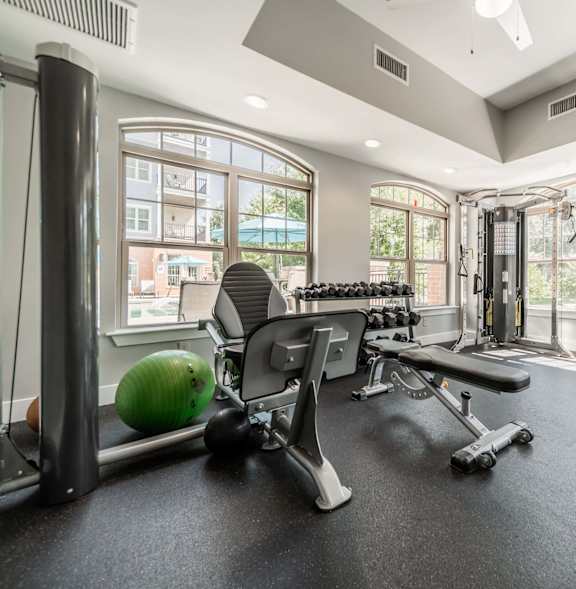 the gym at the flats at big tex apartments
