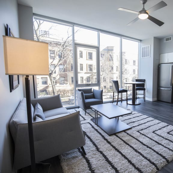 Unit Living Room at The Montrose in Illinois 60613