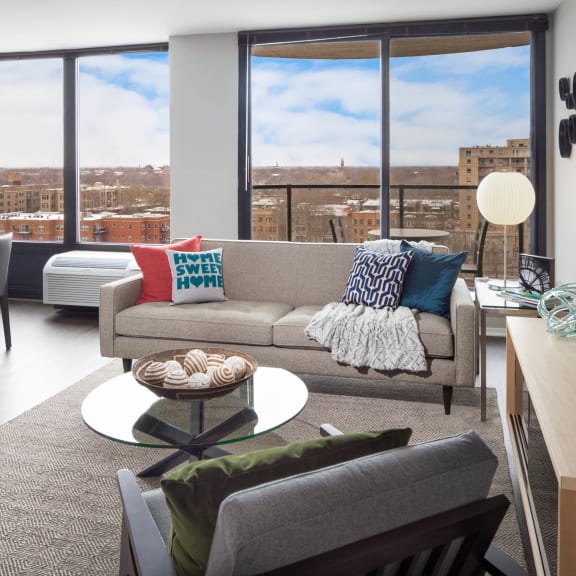 Unit Living Room View at The Montrose in IL 60613