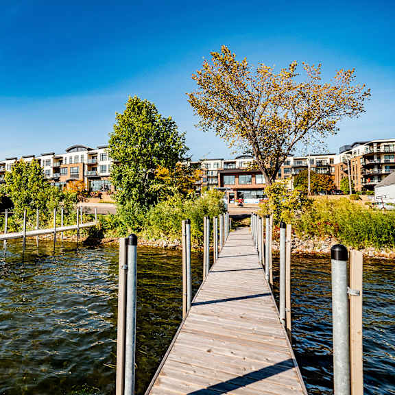 The Mist Dock View The docks at Lake Minnetonka across the street from the Mist at Lake Minnetonka Apartment Homes.