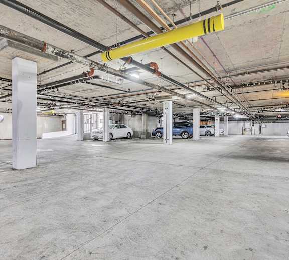 the parking garage at the top of the building is empty