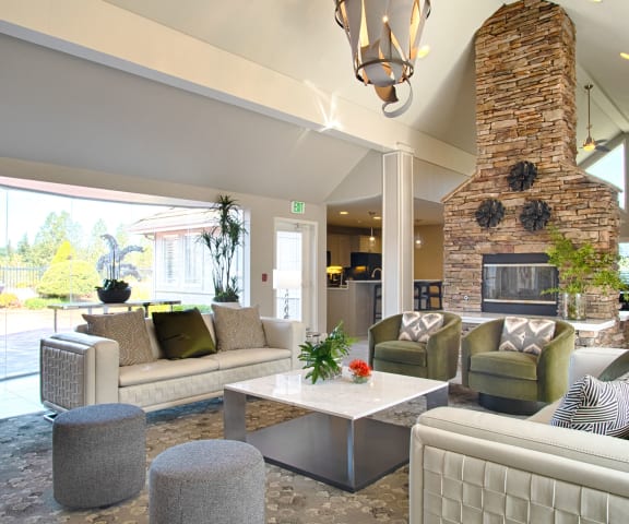 Resident lounge and seating area at Andorra Apartments in Mountlake Terrace, WA