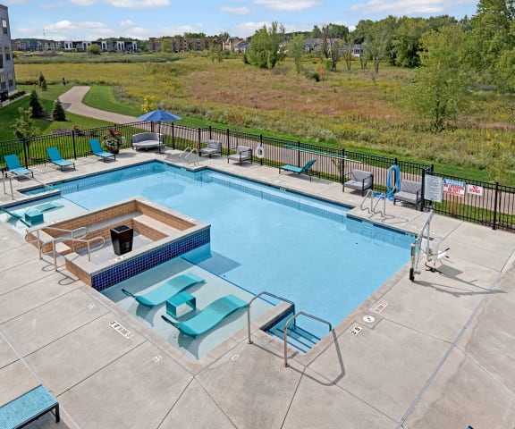 Outdoor pool area at the lafayette apartments, Weidner Real Estate Properties Apartments for rent Fitchburg, WI