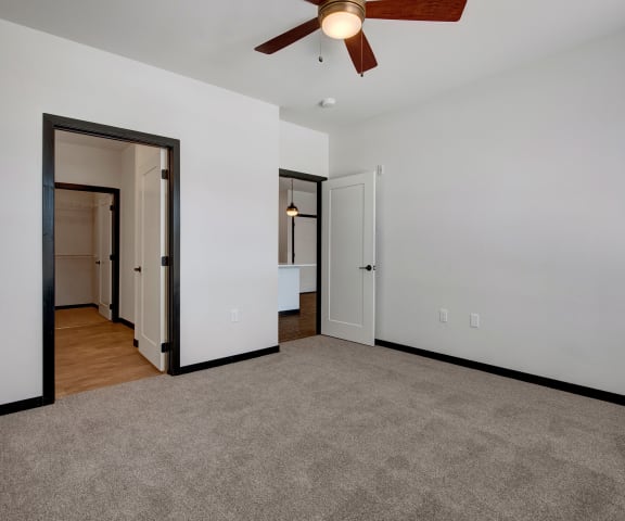 The Lafayette bedroom with ceiling fan Apartments for rent Fitchburg, WI