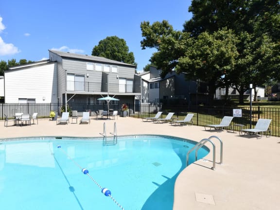 Swimming Pool With Lounge Chairs at Kinley Lofts, Knoxville