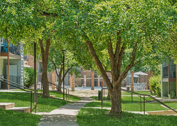 Exterior of neighborhood area at Axis Admiral Hill Apartments in Chelsea MA