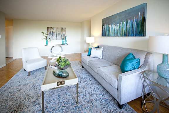 a living room with a couch and a coffee table