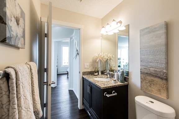 a bathroom with a toilet and a sink and a mirror