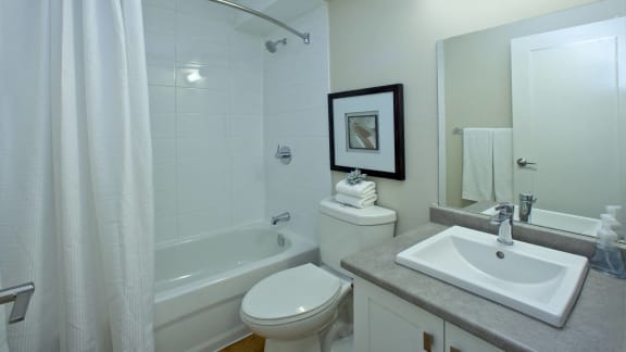 a bathroom with a sink toilet and a tub