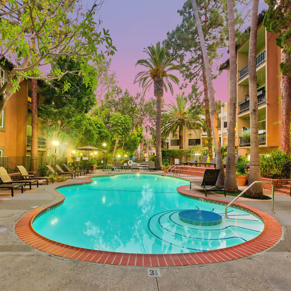 the swimming pool at night