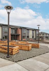 Central courtyard at Bridge Meadows Redmond Apartments, Redmond, Oregon
