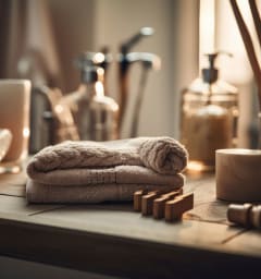 Decorative towels at Walden Pond in East Moriches, NY 11940