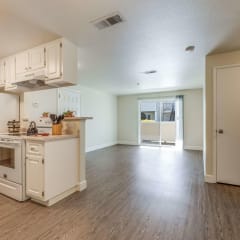 kitchen and living room at Emerald Pointe, Rohnert Park