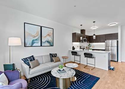 Living Room at The Parker Apartments in Portland, OR 97209