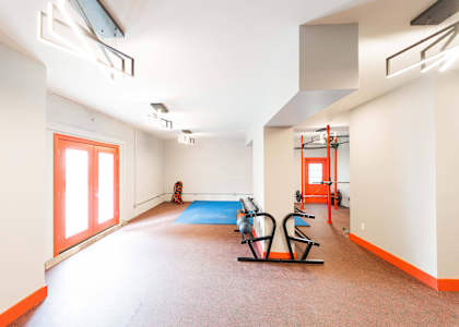 Fitness Center With Yoga/Stretch Area at Encore 99, East Haven, CT