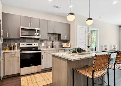 Modern kitchen at Verge Apartments in Atlanta GA