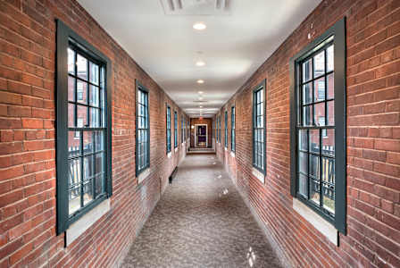 A long corridor at The Residences at St. Elizabeths East, District of Columbia