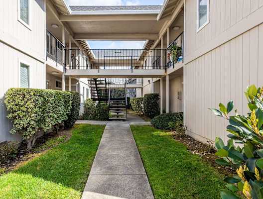 apartment stairways and grass