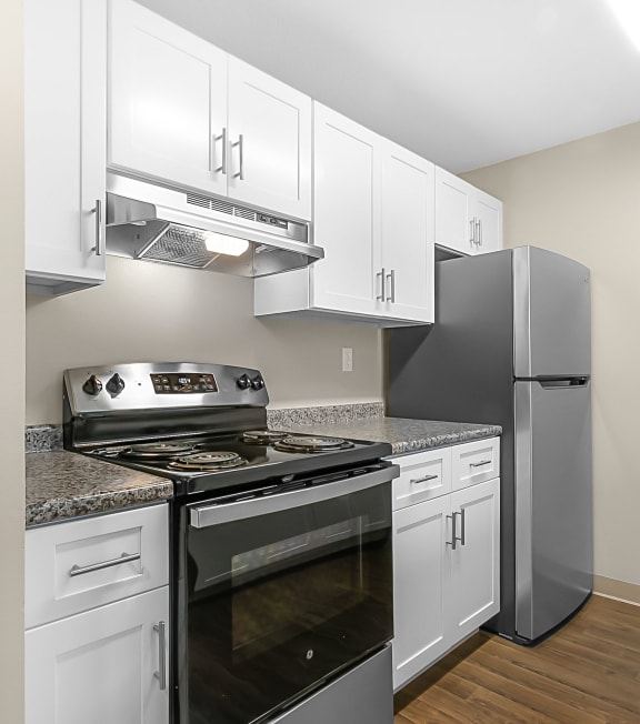 Kitchen at Clocktower and Velvet Mill Apartments, Manchester, Connecticut