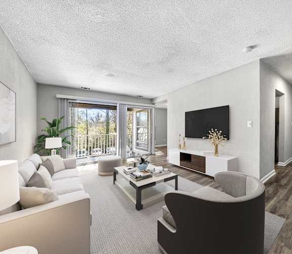 a living room with a couch and a coffee table