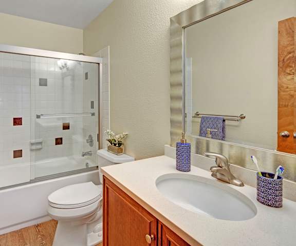 A bathroom at Century Plaza Apartments.