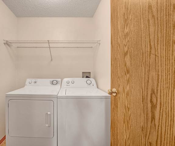 A laundry room at Edgewood Estates. 