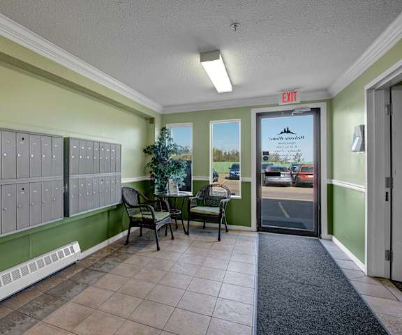The front lobby and mailroom at Edgewood Estates. 