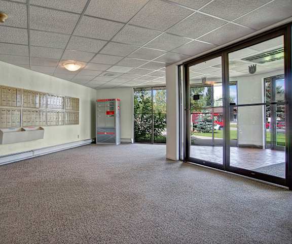 The front lobby and mailroom at Kingsmere. 