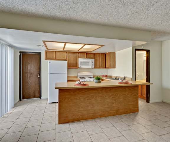 Common area kitchen at Avanti Townhomes. 