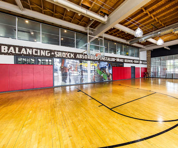 The basketball court at Firestone at West 7th Apartments. 