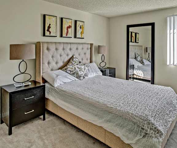 Furnished bedroom at Andorra Apartments. 