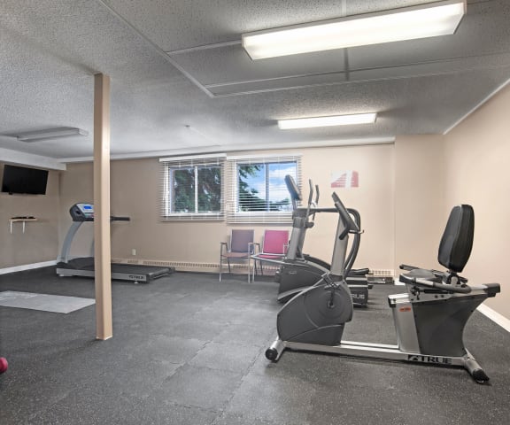 Free weights, treadmill and elliptical atEdgemont Heights Apartment Homes Apartments for rent in Saskatoon, SK