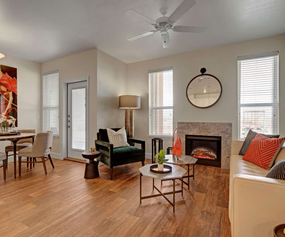 Latitude 31 Living Room with Fireplace Apartment for rent near Midland, TX
